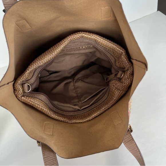 SONDRA ROBERTS Boho Multicolor Mosaic Cork w Pouch Shopping Shoulder Bag Tote - Picture 10 of 13